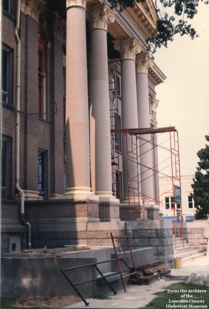 Lowndes County Court House during exterior renovation 1980s Lowndes