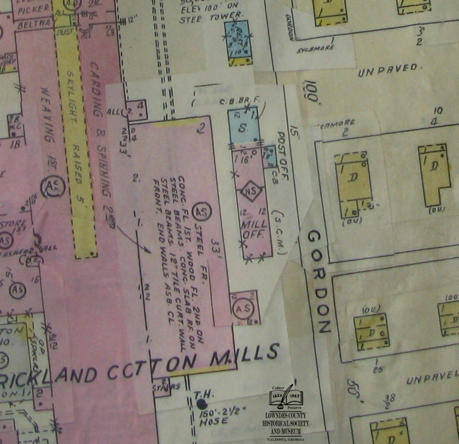 Location of Strickland Mill Commissay, from Sanborn Fire Insurance map, Cir. 1950